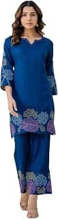 Asmeriyo Women Embroidered Co Ord Set with Side Pocket | Women 2 Pic Kurta Set I Fancy Kurta Set | Stylish Kurti Outfit | Co-Ordination Wear | Festive and Casual wear (210-A-B-19-02)