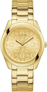 GUESS Women Champagne Round Stainless Steel Dial Analog Watch-U1358L2M