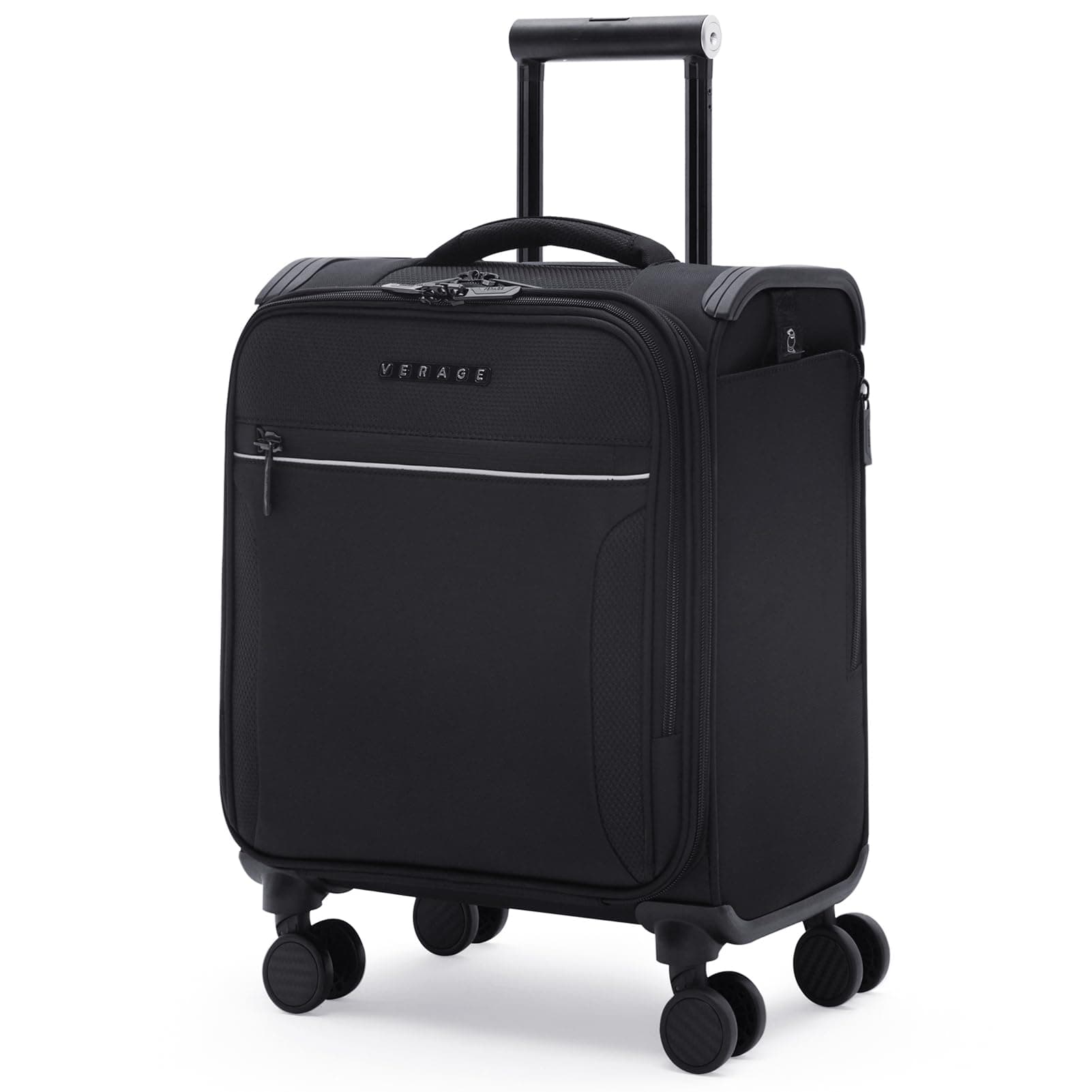 Verage Polyester 8 Wheels Toledo Softside Expandable Spinner Wheel Luggage, Black, Carry-On Luggage 15-Inch, 45.97 cm