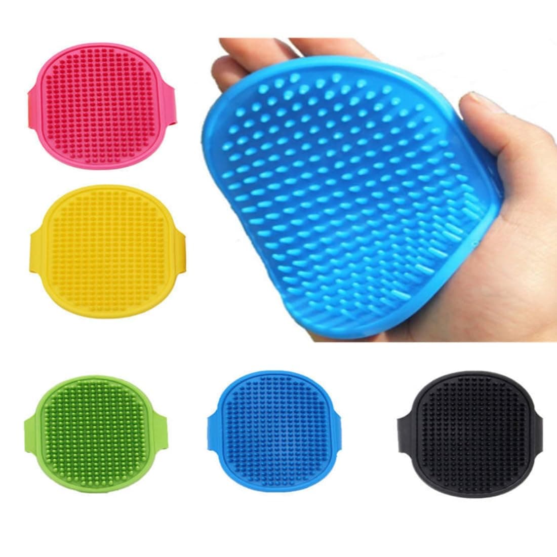 PET FUN Palm Glove Silicone Pet Grooming Brush – Dog & Cat Bath Scrubber, Deshedding Massage Glove – Soft Shampoo Brush for Long & Short Hair – Set of 1 (Random Color) (Palm Glove)