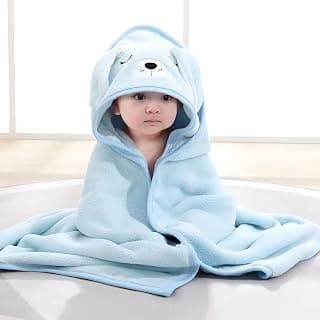 SYGA Baby Blanket Ultra Soft Open Eye Design, Cozy Coral Fleece Blanket for Newborn Infant Toddler, Crib & Stroller Use 31.5 x 31.5 inch (Puppy Blue, 80 * 80cm)