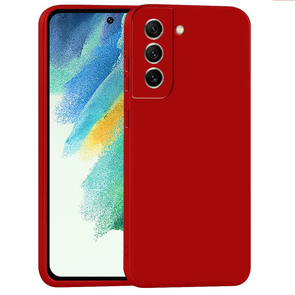 Amazon Brand- Solimo Mobile Cover for Samsung Galaxy S21 FE 5G | Full Camera Protection | Premium Liquid Silicon Case | Flexible Bumper Case for Samsung Galaxy S21 FE 5G (Red)