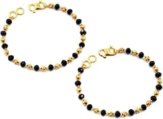 JHB Baby Bracelet Crystal Nazariya Brass Bangle/Bracelet For Kids for Baby Girls & Baby Boys(Black & Golden)