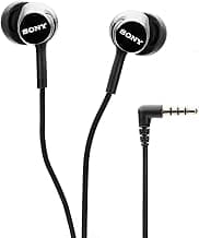 Sony MDR-EX155AP Wired in Ear Headphones with Tangle Free Cable, 3.5mm Jack, Headset with Mic for Phone Calls and 1 Year Warranty - (Black)
