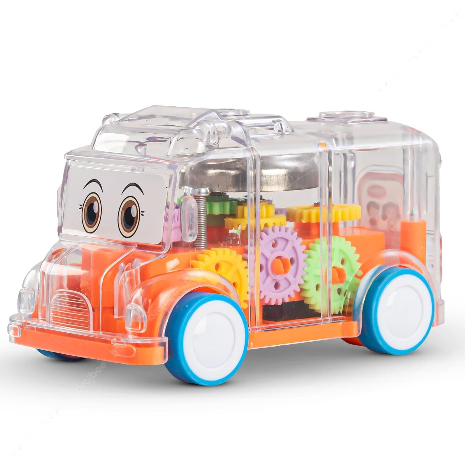 BAYBEE Gear Bus Toys for Kids with Flashing LED Lights & Music | Gear Simulation Mechanical Racing Toy Cars for Kids 2+ Years Boys & Girls (Orange)