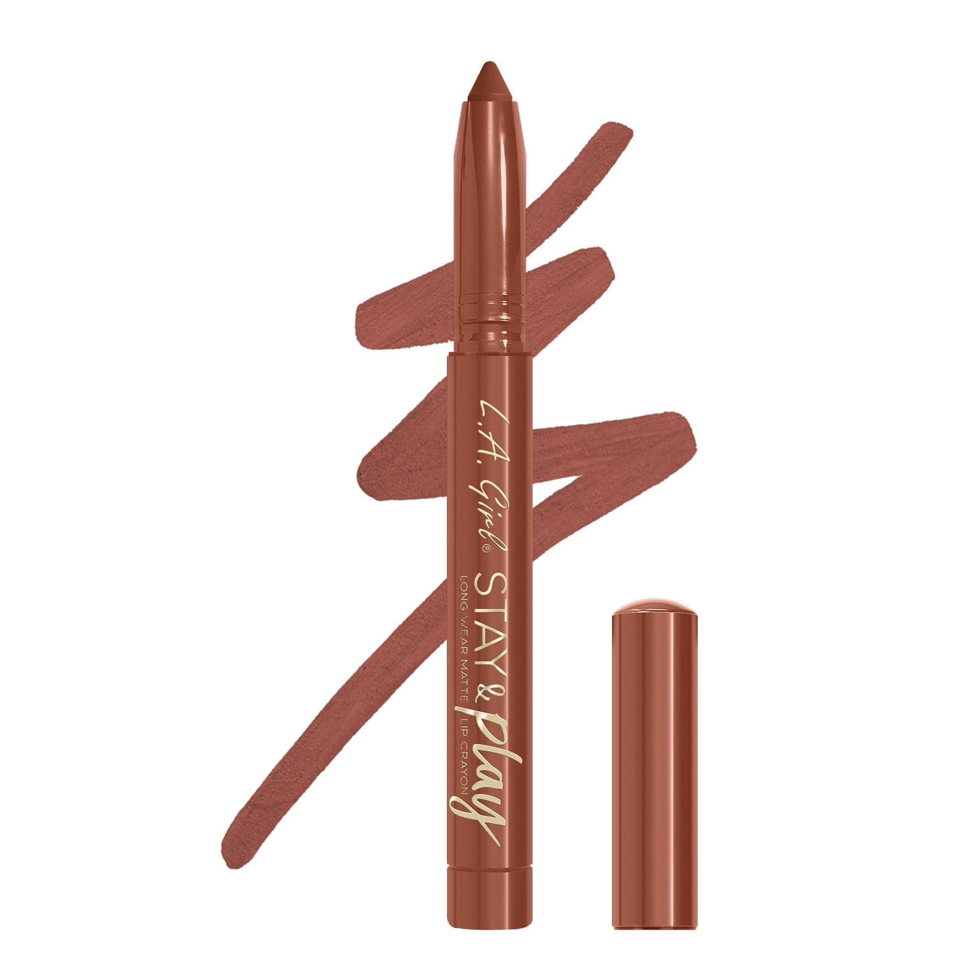 L.A.Girl- Stay & Play Matte Lip Crayon- Stay With Me| Comfortable, rich matte formula |Long wearing and weightless | Moisturizes lips with aloe & safflower seed oil | Cruelty free| 1.4gm