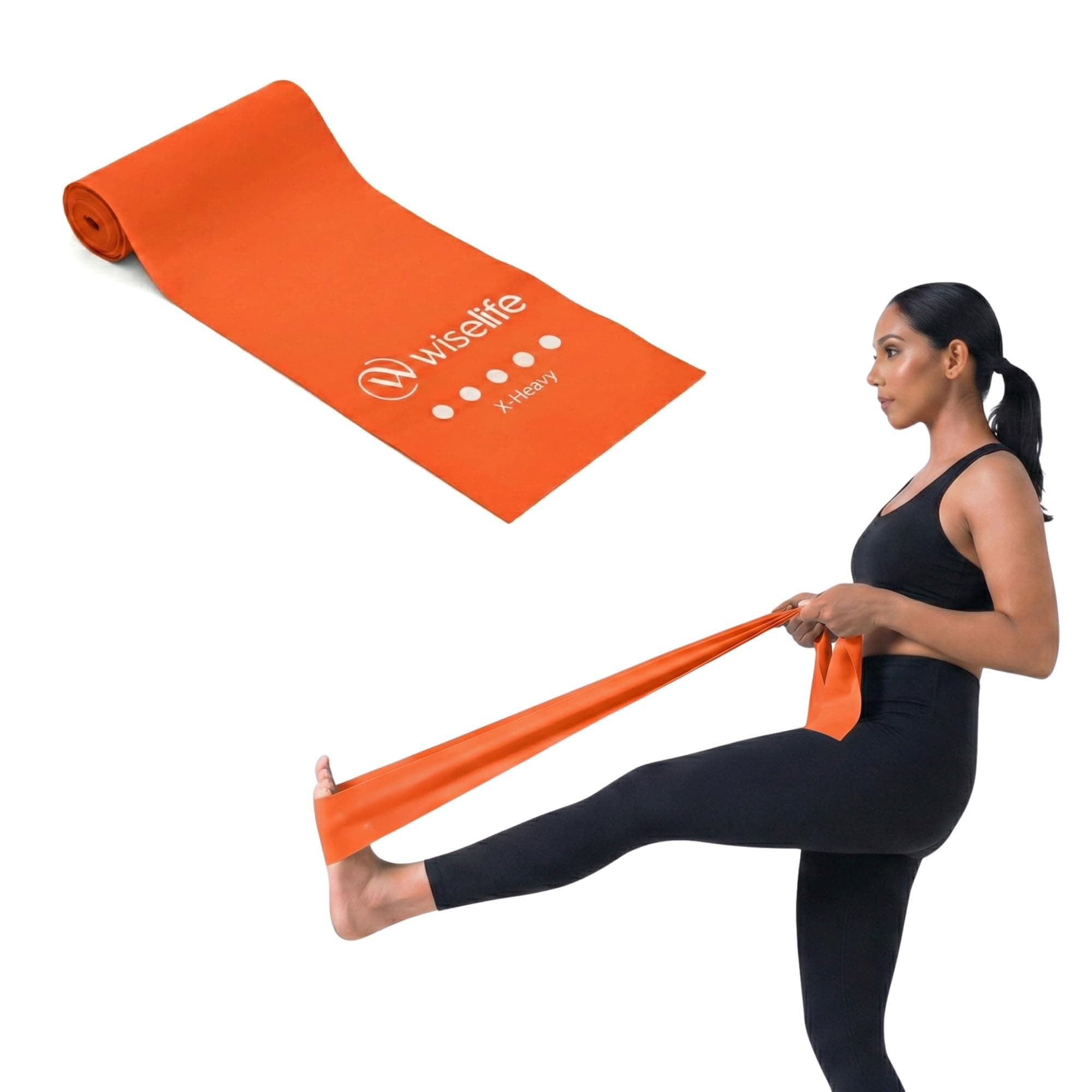 WiseLife Professional Latex Resistance Band (Light) – 100% Natural Latex for Stretching, Strength Training, Warm-Up, Yoga & Home Workouts (Orange)