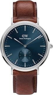 Daniel Wellington Classic Analog Watch for man with Blue Round Dial & Brown Leather Strap Band Water Resistant Men's Wrist Watches - DW00100709K