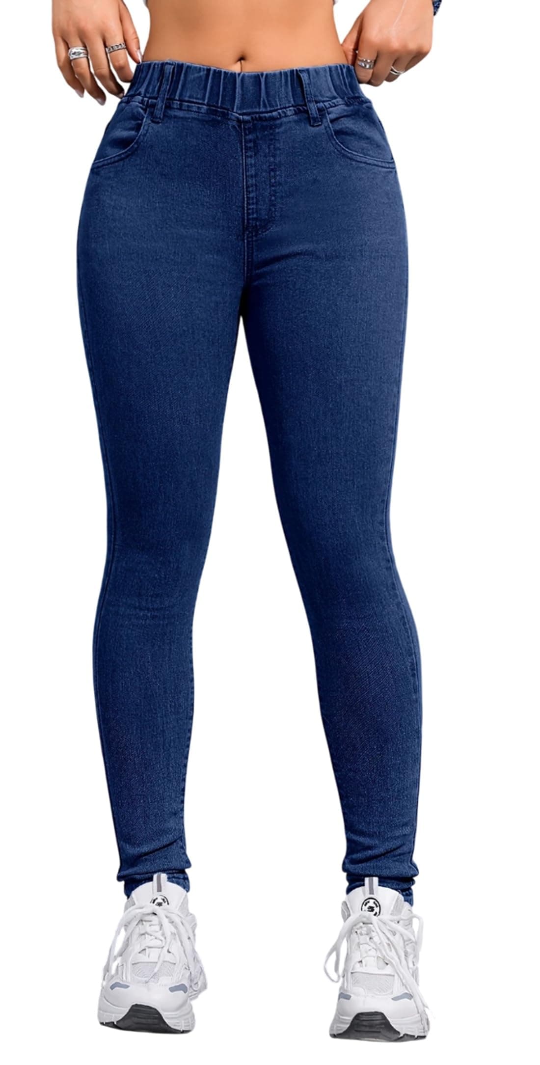 ADBUCKS Women's Slim Fit Mid Rise Jeggings II Women's Denim Skinny Fit Jeggings with Stretchable Mid-Rise Waist Ankle Length Solid Pattern and Elastic Closure Type