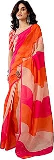 Satrani Women's Chanderi Cotton Printed Ready To Wear One Minute Pre Stitched Saree with Unstitched Blouse Piece