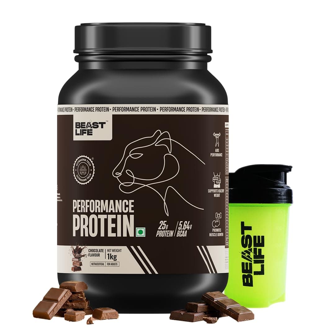 BeastLife Performance Yeast Protein Powder | 25g Protein | Chocolate with Free Shaker|NABL Lab Certified | High Absorption for Muscle Growth |Smooth & Light, Easy to Digest with Ultrasorb Tech|5.64g BCAA | Best For Gut | Beta Glucan | Improves Immune Function | 1 Kg
