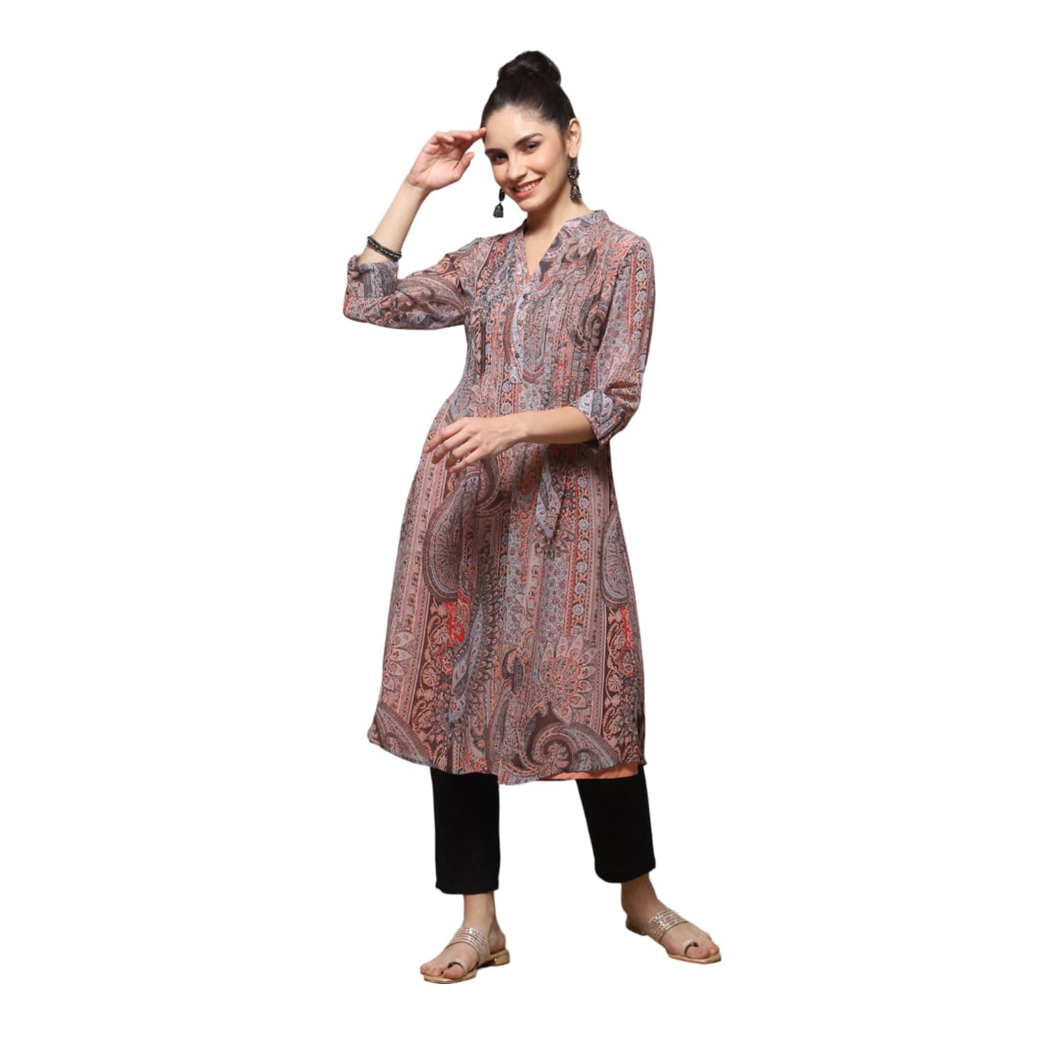 BIBA Women Polyester Straight Fit Printed Kurta