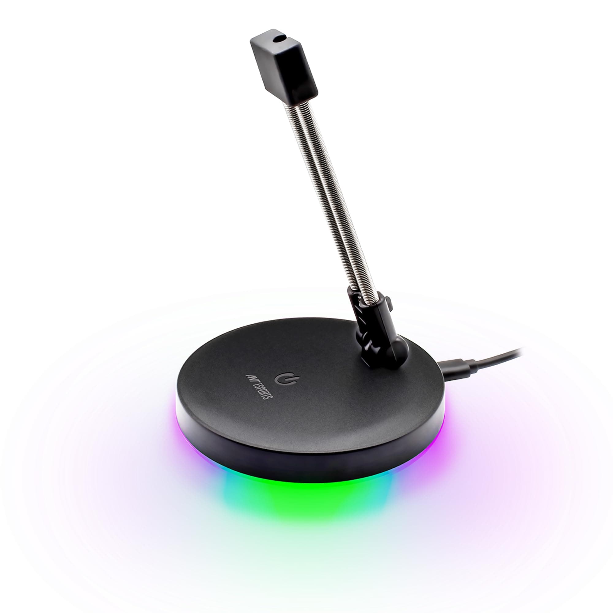 Ant Esports Bungee 212 Cable Management Device for Mouse with Rainbow LED Bungee with Cable Lift, Spring Arm, Adjustable Length Floats and Reduces Friction with Desk_ Black