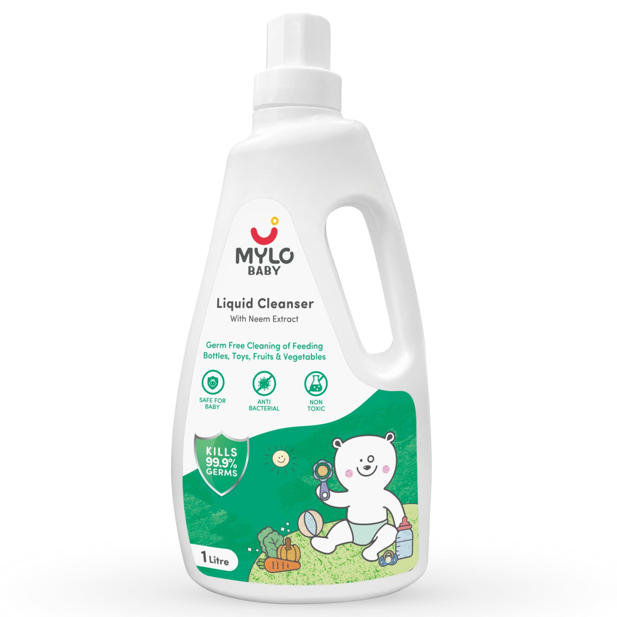 Mylo Baby Liquid Cleanser (1000ml) | For Cleaning Feeding Bottles, Toys | Anti-Bacterial & Food Grade | Kills 99.9% Germs
