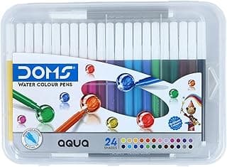 DOMS Aqua 24 Shades Watercolour Sketch Pen Set | Unique Push Resistant Tip With Bright & Intense Colors | Non-Toxic & Safe For Kids | Colourful Sketching, Doodling & Mandala Art | Pack of 1
