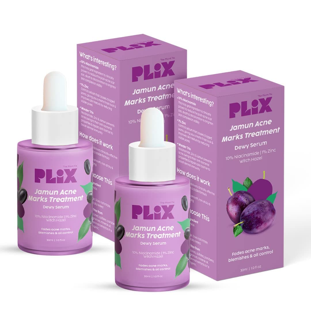 The Plant Fix Plix 10% Niacinamide Jamun Face Serum,30ml (Pack Of 2) For Acne Marks,Blemishes,Oil Control With 1% Zinc & Witch Hazel,Skin Clarifying Serum For Unisex With Acne-Prone Skin