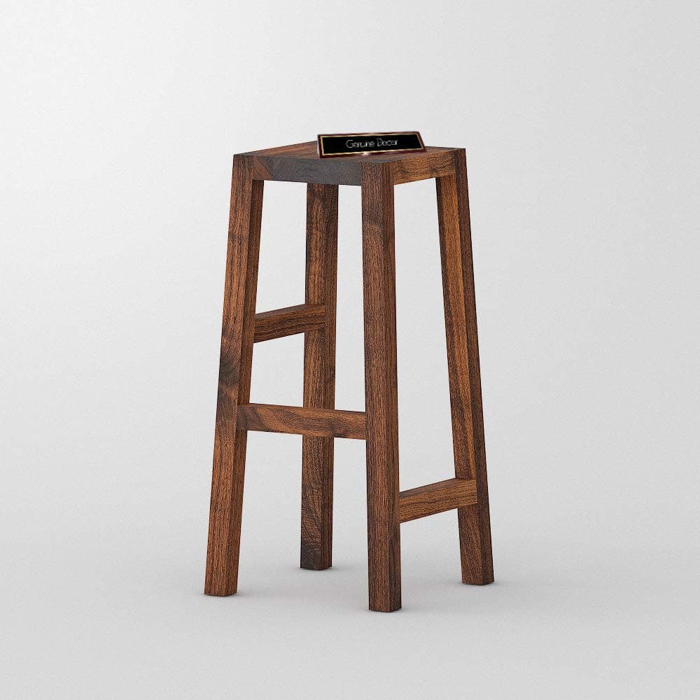 Genuine Decor Classic Solid Wood Saddle-Seat Kitchen Counter Stool Set Of One| Dark Teak Wood Polish | Bar Stool | Bar Chair | Haigh Stool (Walnut) - 35 Cm, 74 Cm