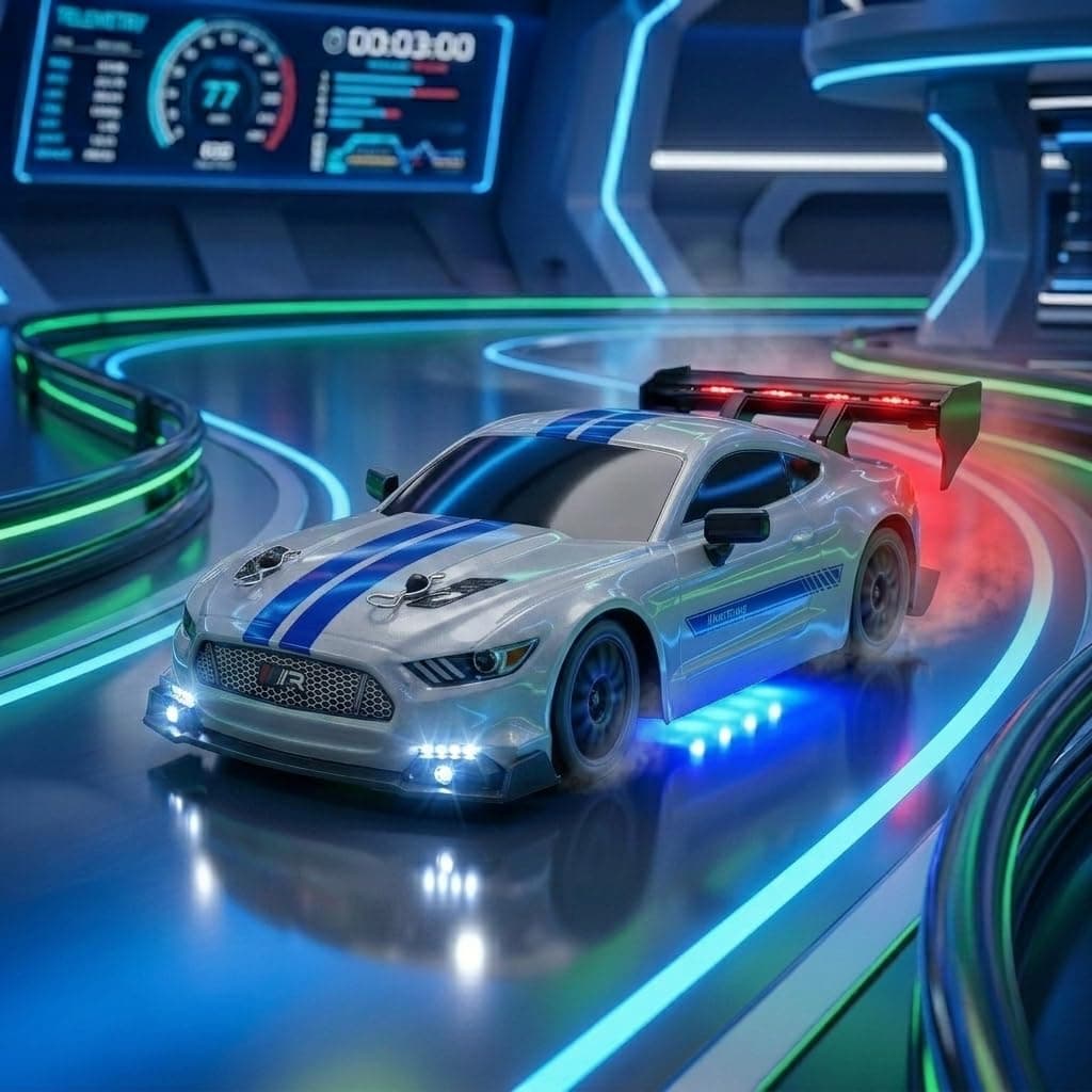 ZipNest Rechargeable Remote Control Car | 4x4 Off Road RC Drift Car | 2.4GHz Remote Controller | USB Charging | LED Lights | High Speed Toy Car for Kids | Birthday Gift for Boys & Girls (Silver Storm)
