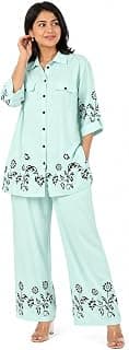 Generic AK Style Women's Printed Co-Ord Set | Shirt Top with Matching Pants | Casual Lounge Wear | Soft Comfortable Daily Wear | Stylish Two Piece Outfit for Women