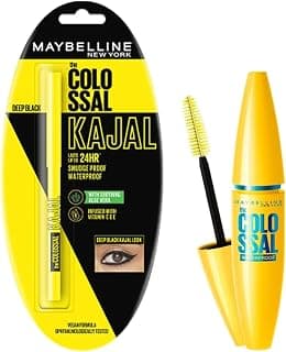 Maybelline New York Colossal Matte Pencil Kajal, Black, 0.35G And New York Volume Express Colossal Masacara, Waterproof, Black, 10 Ml