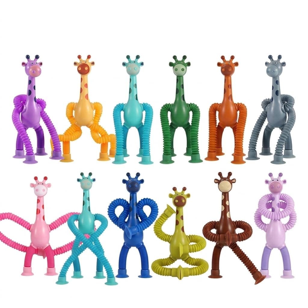 Toy Imagine Pack of 12 Telescopic Suction Toys Giraffe for Kids Birthday Return Gift Set Bulk Gifting Party Favor Toys for Kids Boys Girls