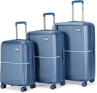 Urban Jungle by Safari, Trolley Bags Set of 3, Cabin, Medium & Large Luggage, Premium Hardside Polycarbonate Suitcase with USB Charging Port, 8 Silent Wheels and TSA Lock (Skyline Blue)