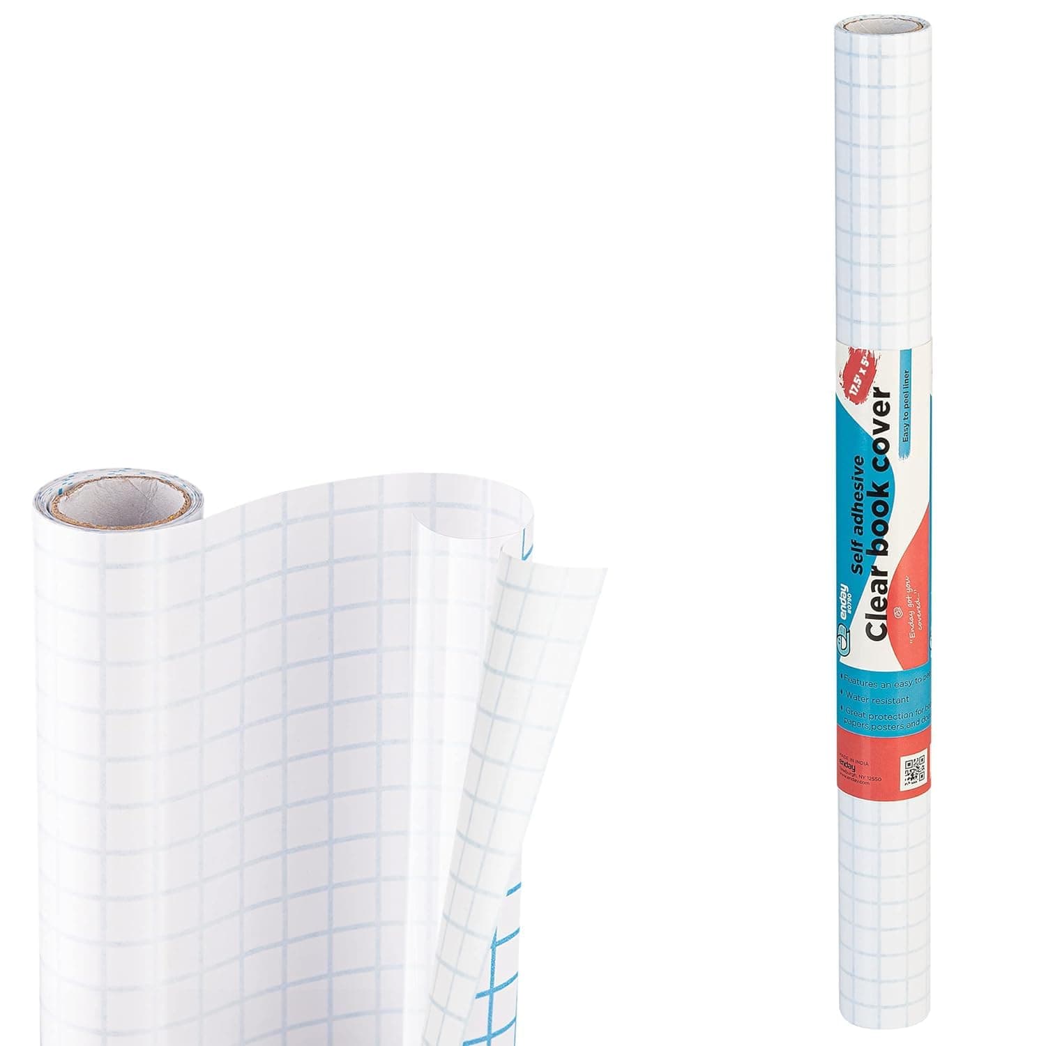 Clear Contact Paper for Books | Self-Adhesive Transparent Book & Textbook Covers | Protective Plastic Contact Paper Roll | Acid-Free | Paperback & Hardcover (17.5” x 5-Feet)