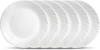 LaOpala Diva, Classique Collection, Opal Glass Full Plate Set 11" 6 pcs, Plain White