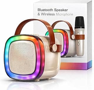 Fire turtle Wireless Bluetooth Karaoke Microphone with HD Speaker & Flashing LED Lights | Rechargeable Portable Singing Mic for All People