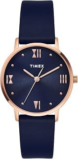 TIMEX Analog Watch for Women with Blue Round Dial & Blue Leather Strap Band Water Resistant Women's Wrist Watches - TWEL15622