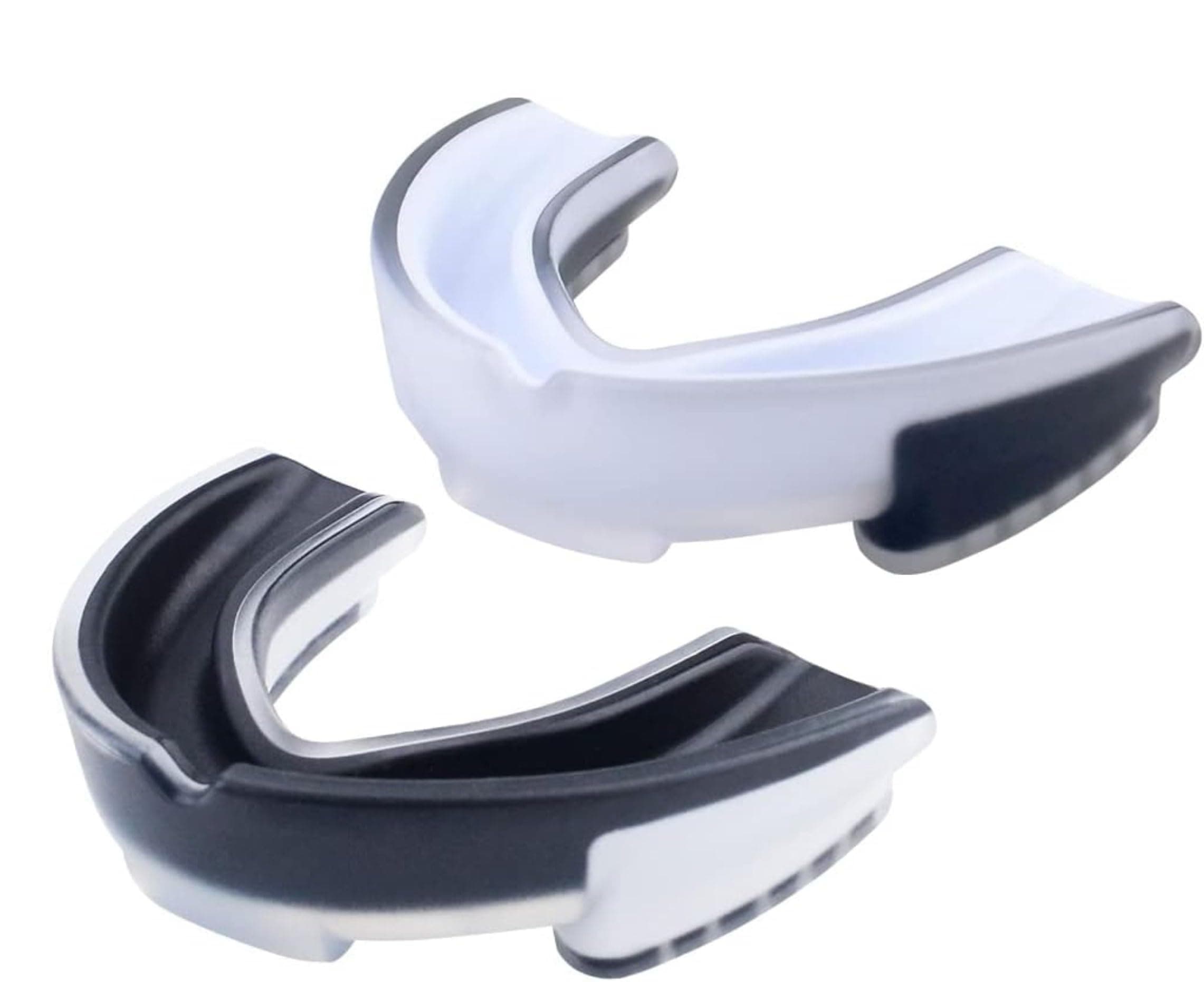 Drange Mouthguard (2Pcs) Slim Fit, Adult and Junior Gum Shield with Case for Boxing, MMA, Rugby, Martial Arts, Judo, Karate, Hockey and All Contact Sports Mouth guard Clear Black/White