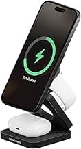 DailyObjects Surge Foldaway 3-in-1 Qi2-Certified Magsafe-Compatible Wireless Charger | Compatible with iPhone 12 and Above & All Qi Enabled Phones, Earbuds, Smartwatches | Fast Charging