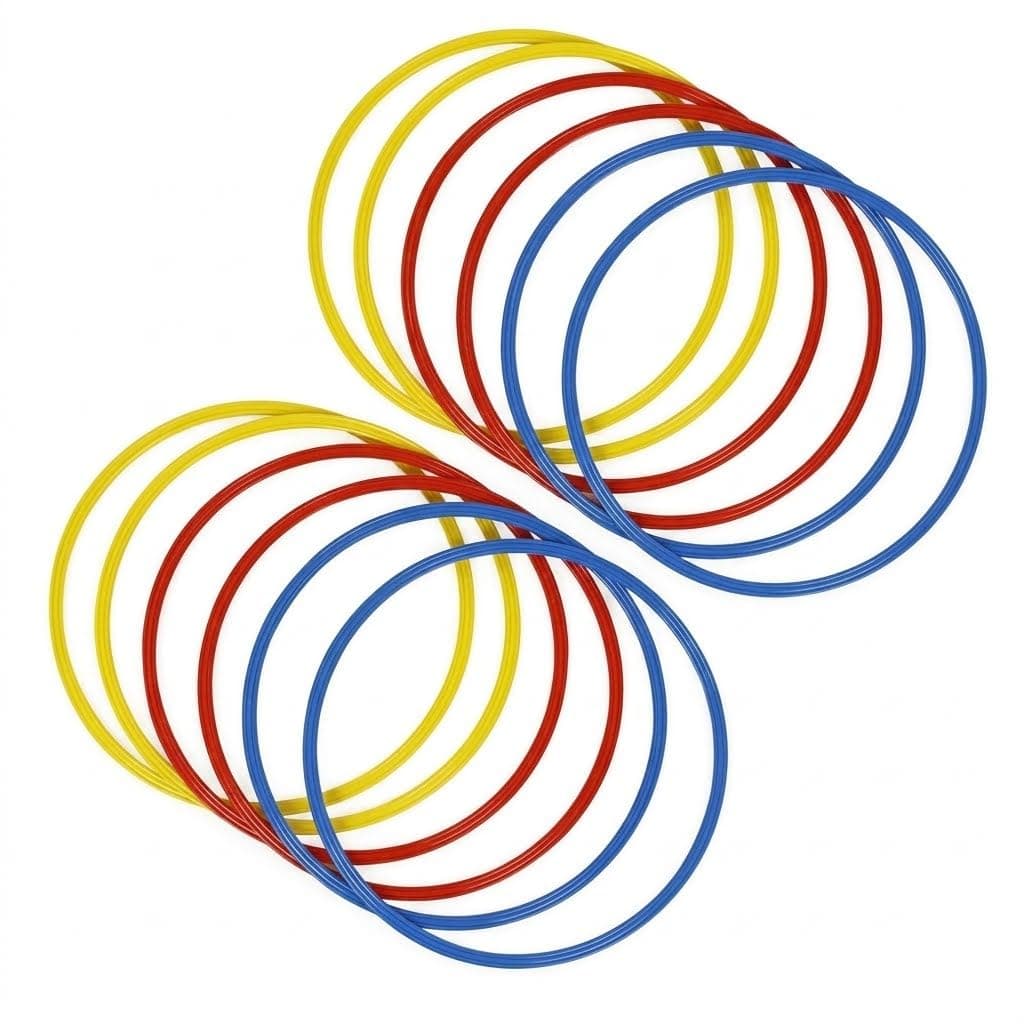 MRT SPORTS Plastic Sports Agility Ring Ladder Multicolor Footwork Training & Speed Hurdles Rings with Velcro for Soccer Football Tennis Baseball Drills- 18 inch Size, Home Gym Equipment (12)