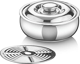 SignoraWare Stainless Steel Roti Server Casserole with Lid | Retain Heat & Freshness | Perfect for Family Meal & Gatherings | Ideal for Serving and Storing chapatis or flatbread (1.5 LTR | Steel)