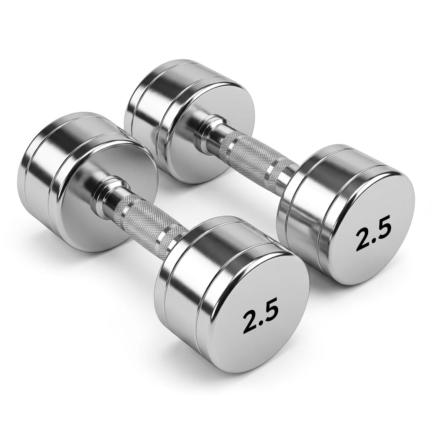 Kizlo Pair of Steel Dumbbells(2.5KG - 10KG) Fixed Weight Dumbbell, Home Gym For Men And Women (Silver, 2.5KG X 2PCS)