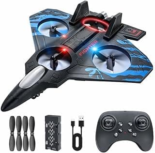Remote Control Grafiti Fighter Jet Toy Plastic Body, RC Airplane for Kids & Adults, 2.4GHz Flying Aircraft with LED Lights, 360° Flips & Stunts, Easy to Fly Glider, Birthday Gift for Boys and Girls