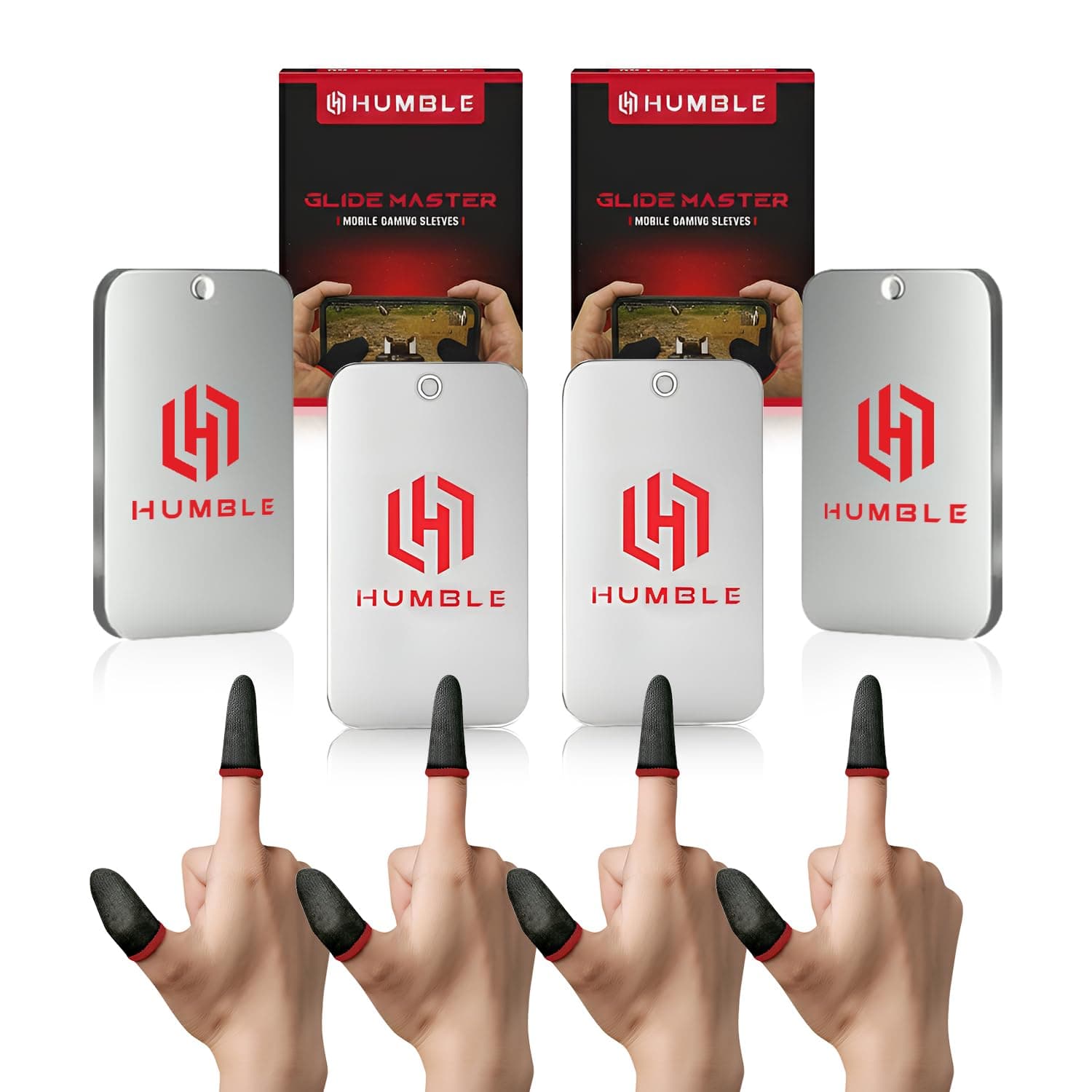 Humble® Mobile Gaming Thumb & Finger Sleeves, Anti-Slip Sweat-Proof High Precision Touch-Sensitive for PUBG, BGMI, COD Mobile & Free Fire - Breathable, Washable & Universal Fit – 4 Pairs (8 Pcs)