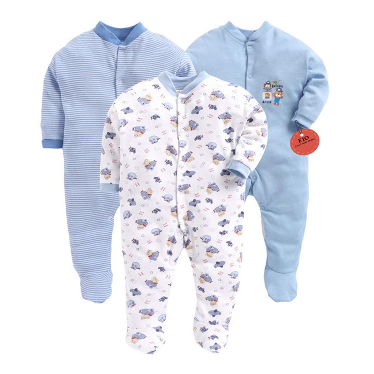 EIO® 100% Cotton Rompers Sleepsuits Jumpsuit Night Suits for Infants Newborn Baby Boys & Girls