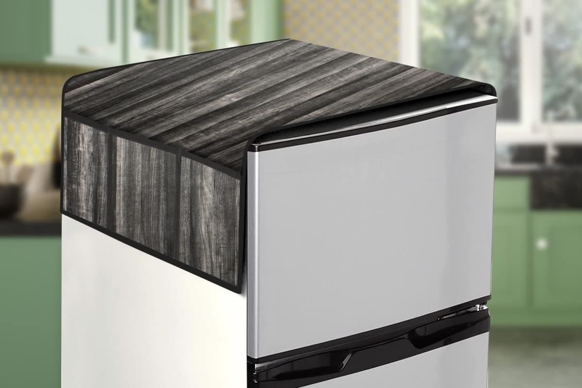 Stylista Dust & Stain Free Waterproof Fridge/Refrigerator Top Cover 39x22 Inches (LxW) with 6 Pockets, Wooden Pattern Black