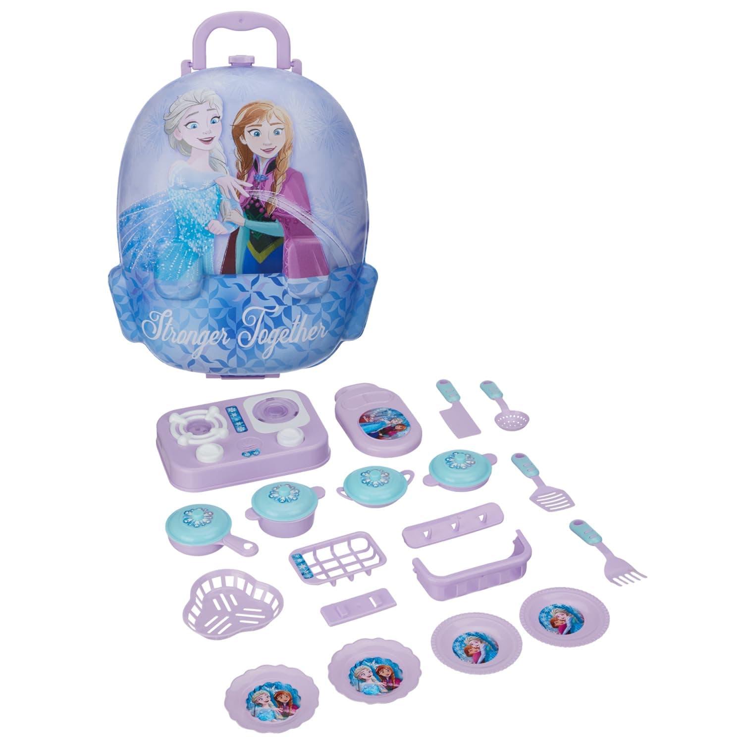 Amazon Brand - Jam & Honey Frozen-Themed Kitchen Set in Backpack | Pretend Play Cooking Toy Kit for Kids | Portable, Educational & BIS Certified