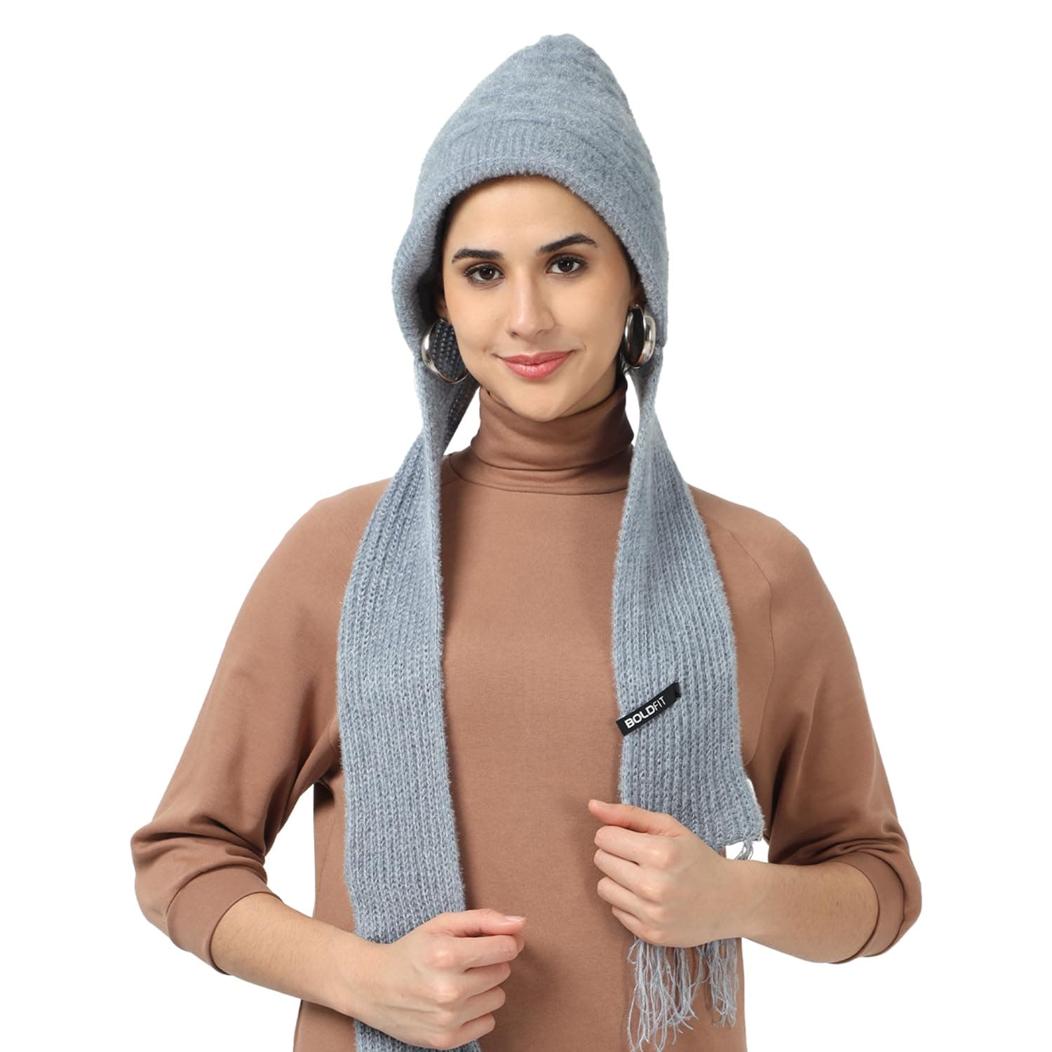 Boldfit Winter Cap for Women Woolen with Mufflers Ladies Knitted for Girls Cap, Stylish for Winter Wear Scarf
