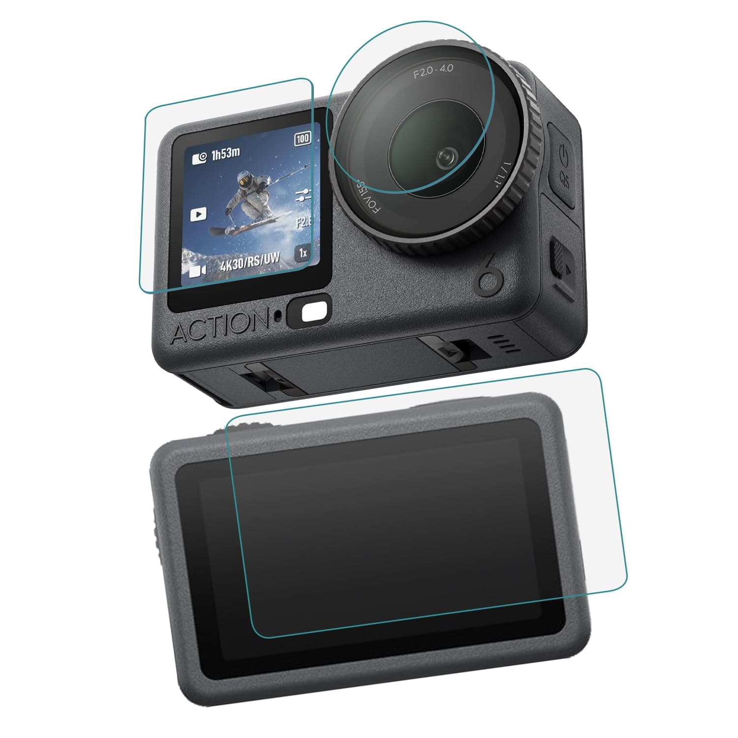 POPIO Military-Grade Gorilla Tempered Glass for DJI Osmo Action 6 Action Camera (Transparent) Edge To Edge Full Screen Coverage With Installation Kit, Complete Set Of 3 Glass