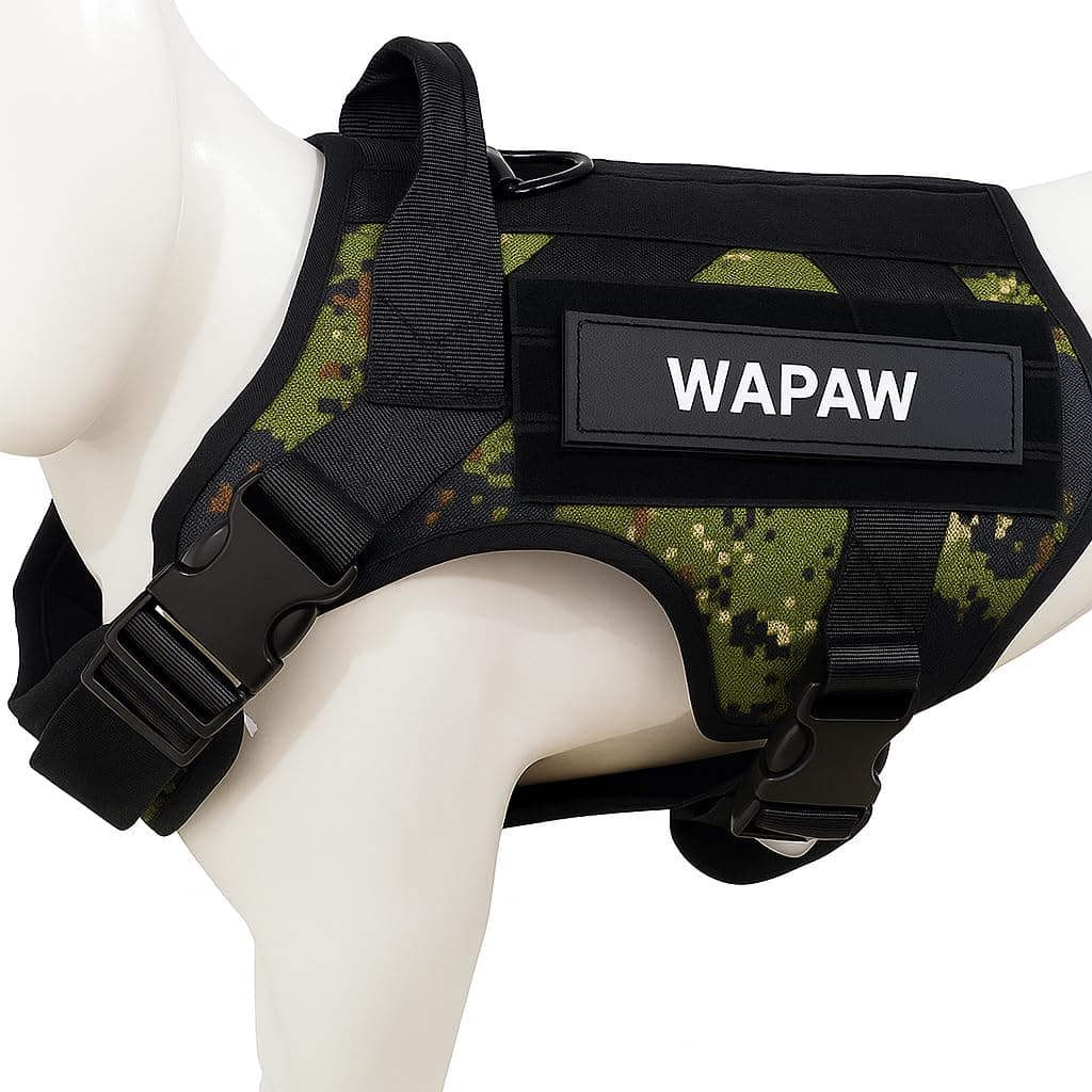 WapaW Dog Harness No-Pull Pet Harness Adjustable Outdoor Pet Vest 3M Reflective Oxford Material Vest for Dogs Easy Control for Small Medium Large Dogs (Large, Camouflage Green)