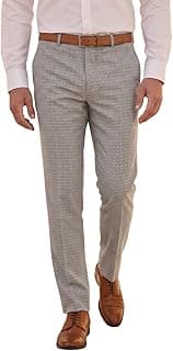 Louis Philippe Men's Slim Fit Everyday Smart Wear Comfort Stretch Work Ready Checks Formal Trouser