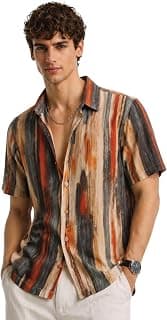 ADRO Abstract Printed Shirts for Men | Breathable Cotton Rayon Fabric | Relaxed Fit Summer Shirts | Casual Party Shirt for Men
