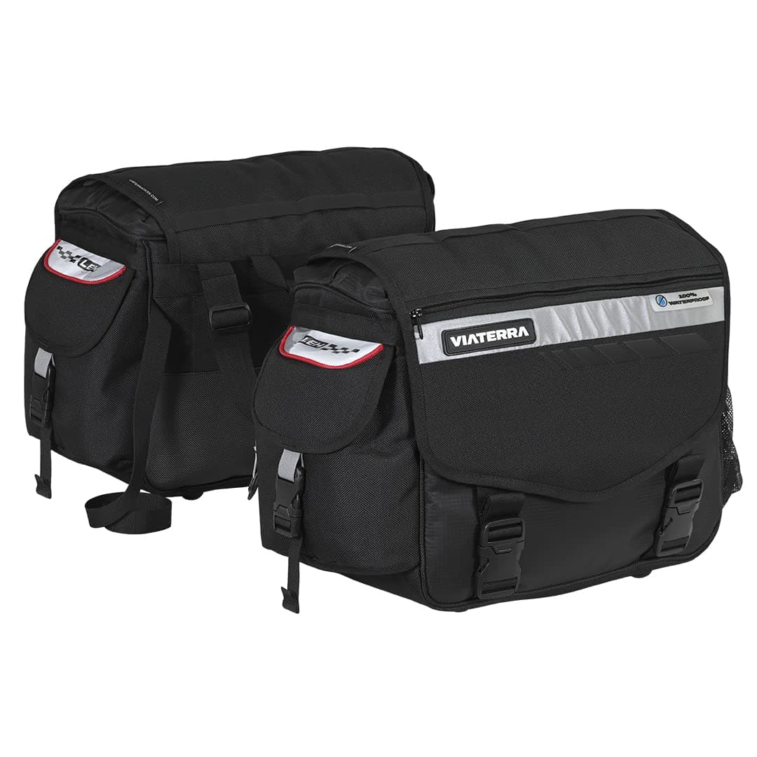 ViaTerra 100% Waterproof Leh Motorcycle Saddlebags for Straight exhausts (70 LTR) | Inclusive of Inner Waterproof Liner + Outer rain/dust Cover