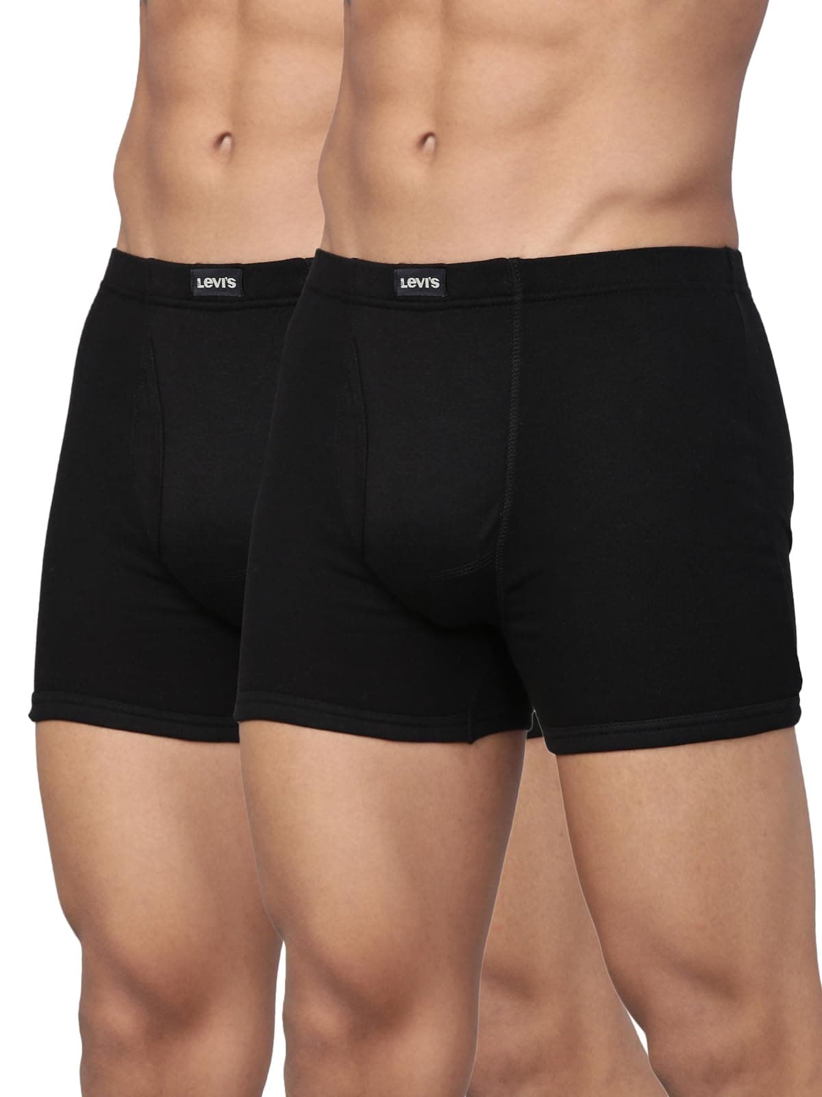 Levi's 010 Classic Boxer Briefs for Men | 100% Pure Cotton | Breathable | Branded Inner Elastic | Anti-Roll Waistband | Supportive Gusset | Functional Fly | No Ride-Up Long Length Fit | Pack of 2