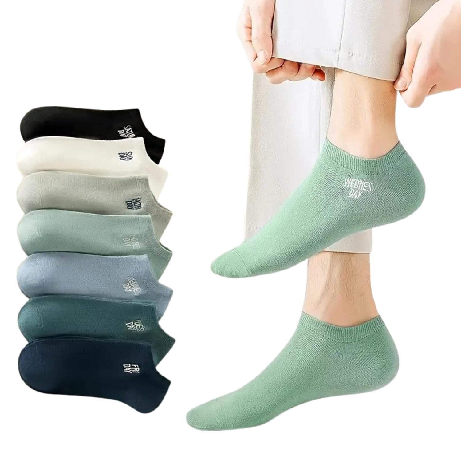 VAIDUE Ankle Length Socks For Men And Women Free Size Pack of 7 | Made With Cotton Breathable, Anti Odour & Moisture Absorbent Cotton Unisex Cute Design (Multi Color)