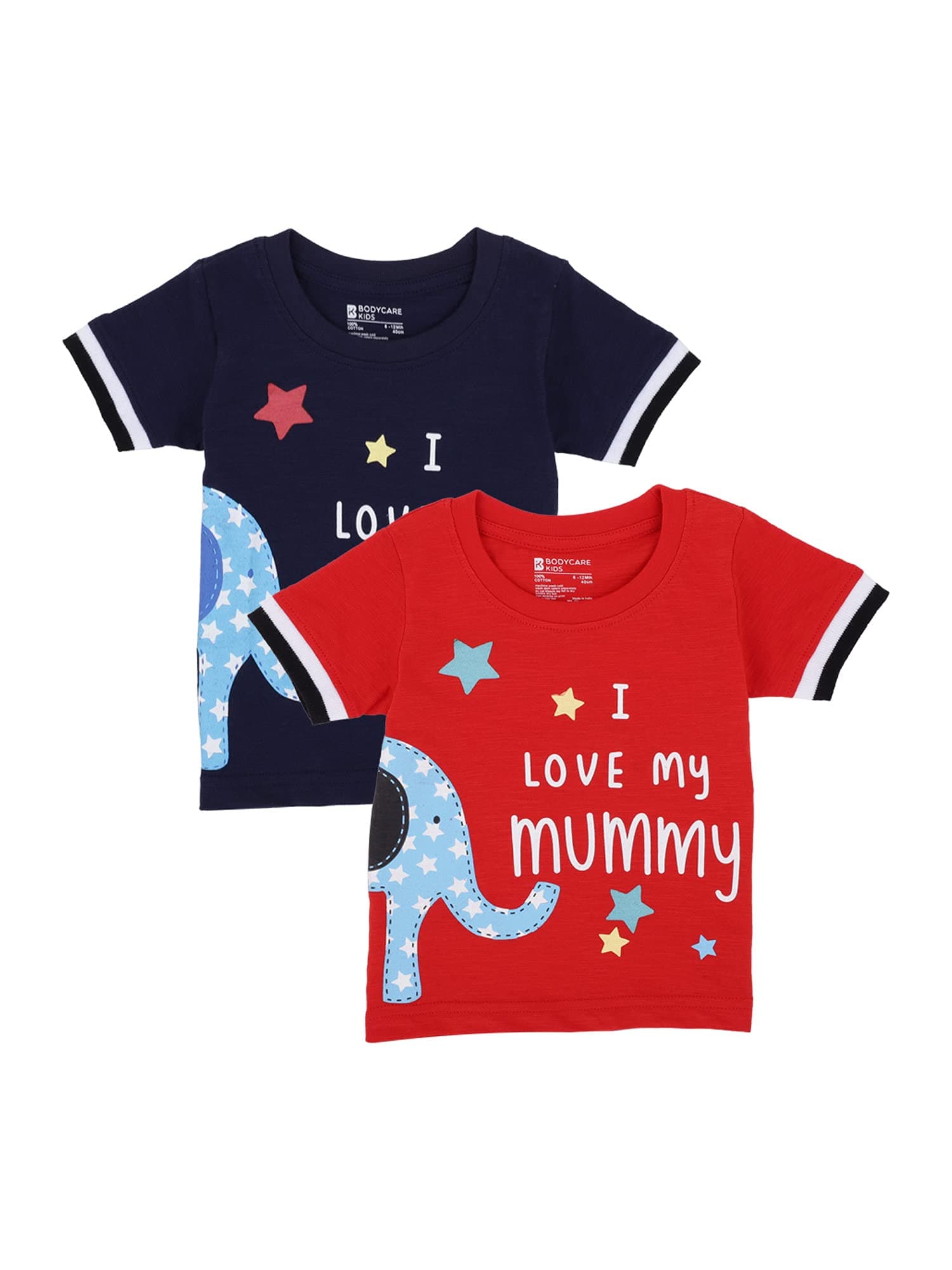 BODYCARE Kids Infant Boys Round Neck Half Sleeve T-Shirt Pack of 2 | Skin-Friendly Breathable Cotton | Regular Fit Soft Comfortable Casual for Toddlers