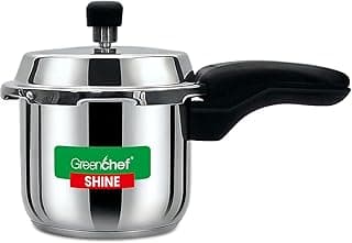 GREENCHEF Shine outer lid Stainless steel Pressure cooker 3 litre Induction Compatible and Gas stove - ISI Certified